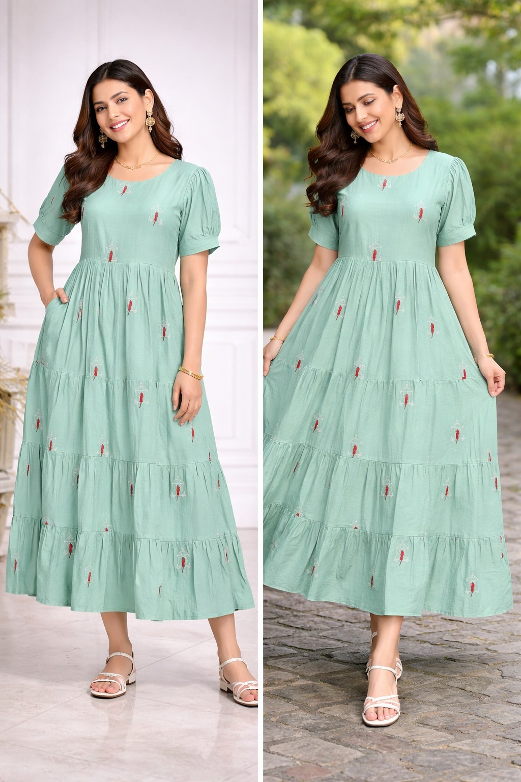 HMG Frock Dress – Graceful Elegance in Mint Green - Image 2