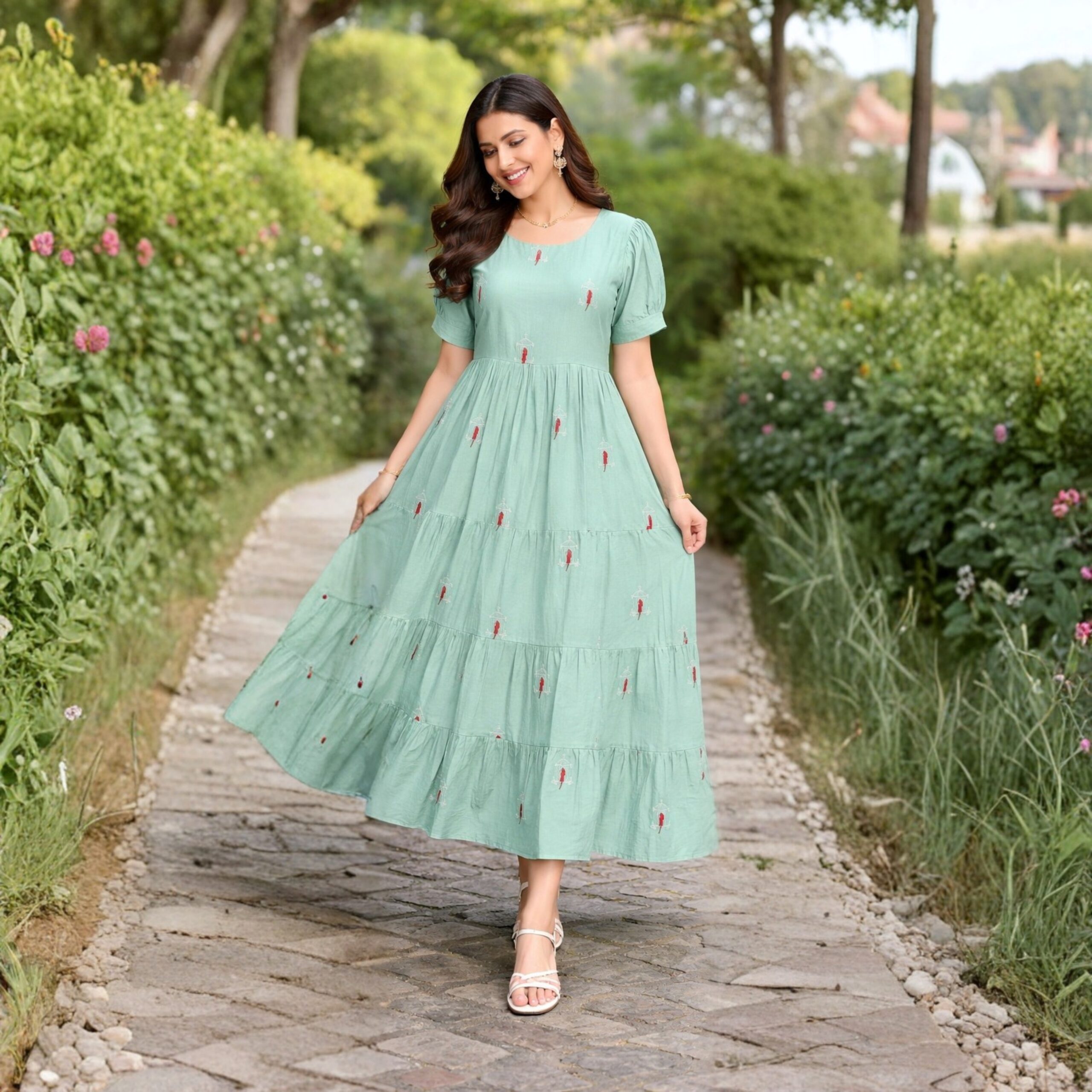 HMG Frock Dress – Graceful Elegance in Mint Green