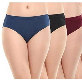 HMG Women's Cotton Plain Brief Panties – Pack of 3